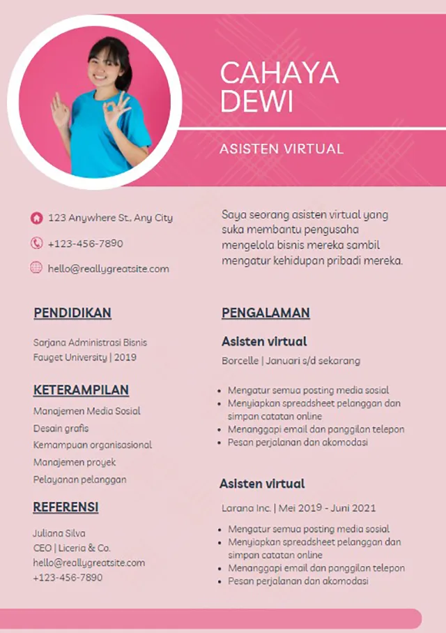 Contoh CV mahasiwa administrasi