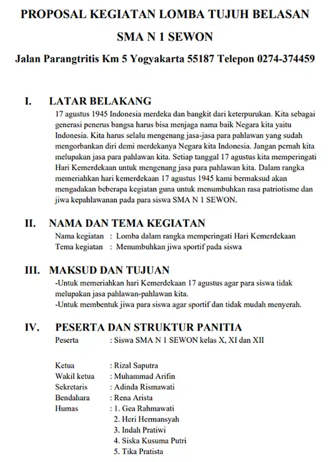 Contoh Proposal 17 Agustus Sekolah