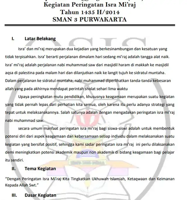 Contoh Proposal Isra Mi'raj di Sekolah