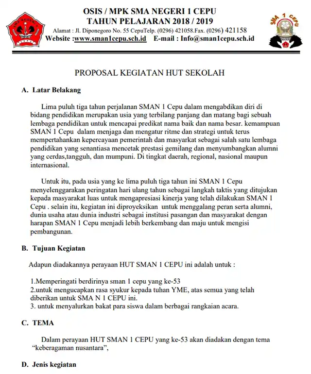 Contoh Proposal Kegiatan Ulang Tahun Sekolah