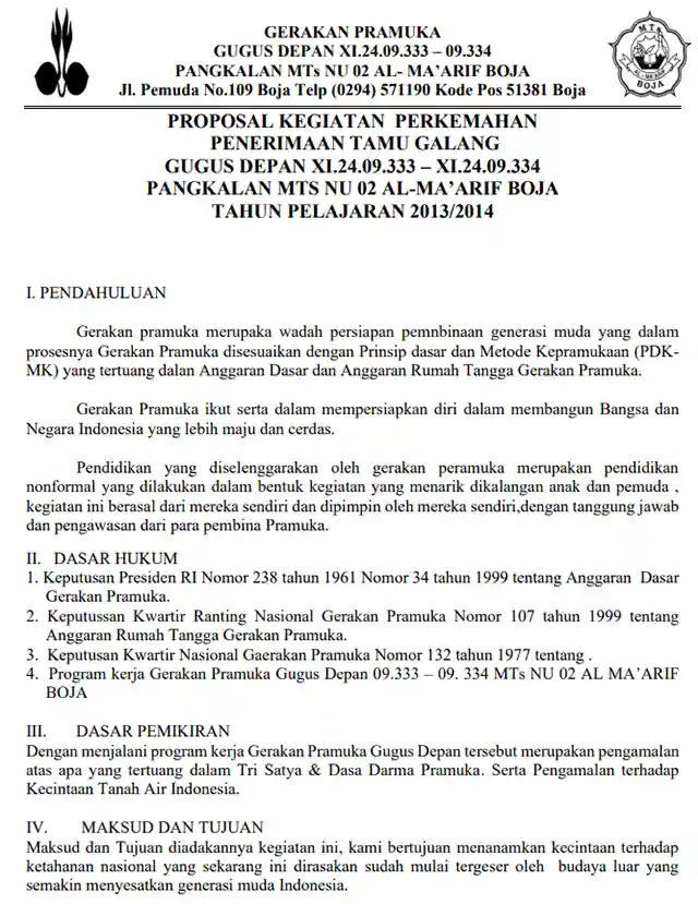 Contoh Proposal Persami Pramuka Sekolah