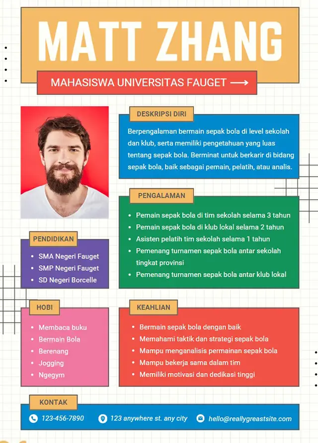 contoh cv mahasiswa bahasa indonesia